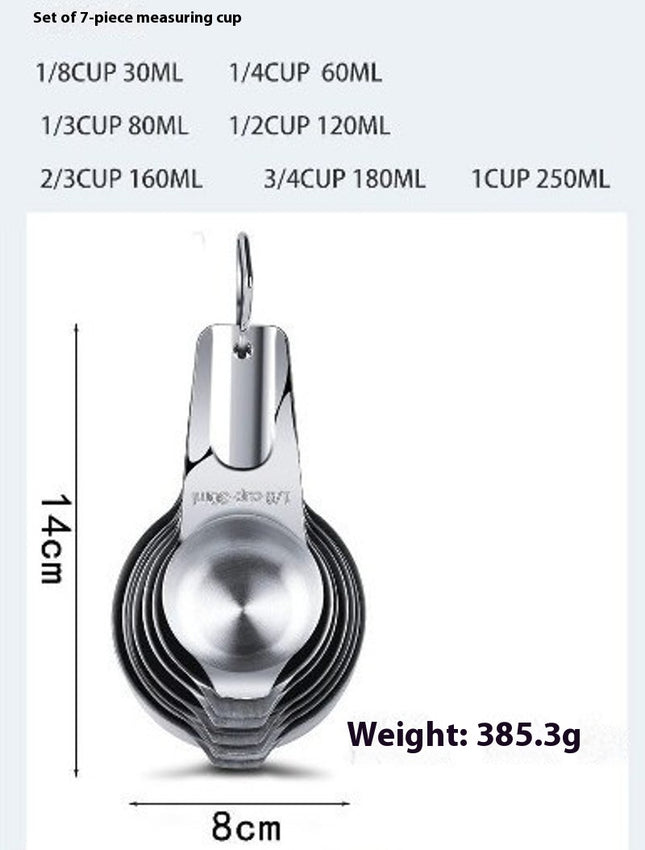 Stainless Steel Coffee Scoop Measuring Cup Set - Measurements for Dry and Liquid Cooking & Baking Ingredients