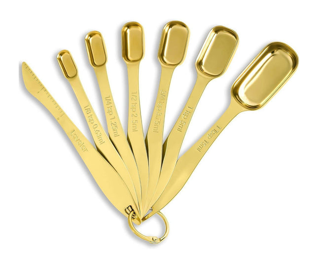 Heavy Duty Stainless Steel Metal Rectangular Measuring Spoons Set Including Leveler for Fits in Spice Jar Set