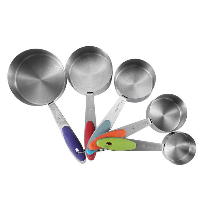 Measuring Cups and Spoons Set Nesting Stainless Steel Measuring with Soft Touch Silicone Handles Tablespoon