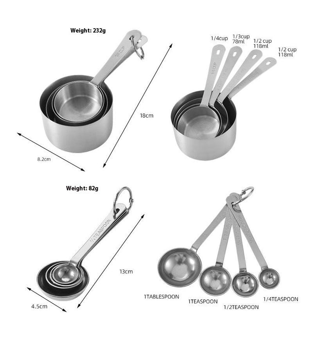 Measuring Cups and Measuring Spoons Set Stainless Steel Measuring Cups and Spoons Steel Heavy Duty Cooking