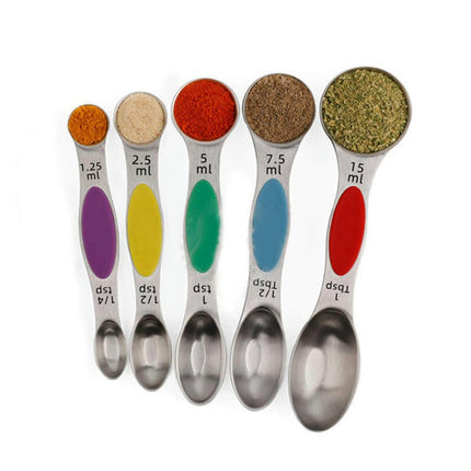 Magnetic Measuring Spoons Set With Leveler Stackable Stainless Steel Tablespoons for Baking Fits in Spice Jars
