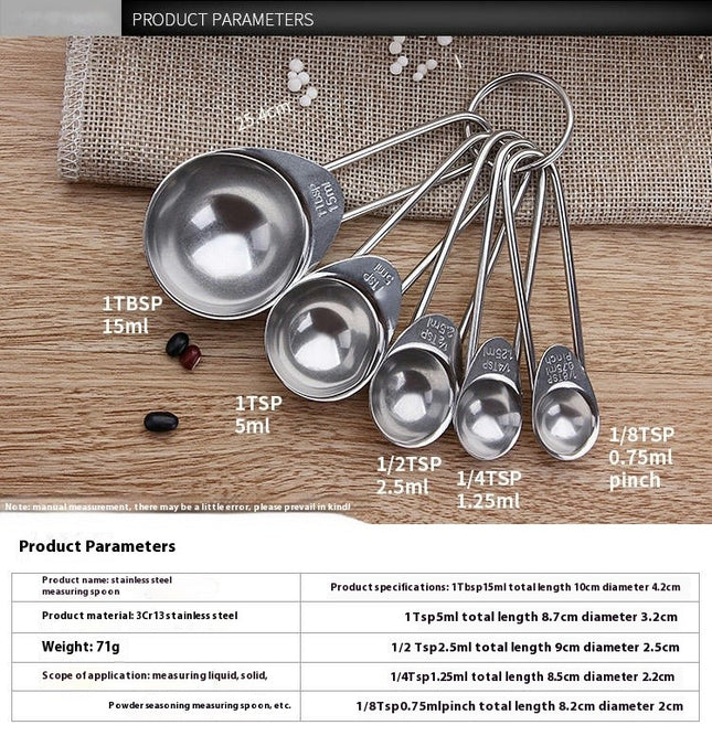 Measuring Spoons Stainless Steel 5-Piece Measuring Spoon Cups Set-For Measuring Dry and Liquid Ingredients