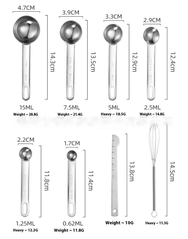 10 PCS Measuring Spoons Cups Set Small Tablespoon With Metric and US Measurements Cooking & Baking Set