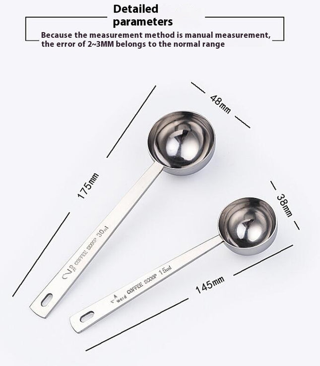 304 Stainless Steel Coffee Milk Powder Long Handle Scoop Measuring Spoon Set Of 2 Kitchen Cooking Tools