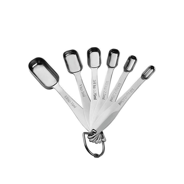Stainless Steel Narrow Heavy Duty Long Handle And Engraved Measurements Set Of 6Piece