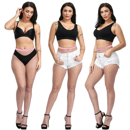 3 Pairs Womens High Waist Patterned Fishnet Tights Suspenders Pantyhose Thigh High Stockings