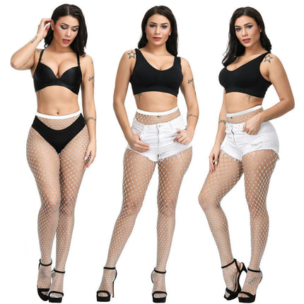 3 Pairs Womens High Waist Patterned Fishnet Tights Suspenders Pantyhose Thigh High Stockings