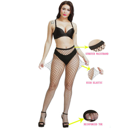 3 Pairs Womens High Waist Patterned Fishnet Tights Suspenders Pantyhose Thigh High Stockings