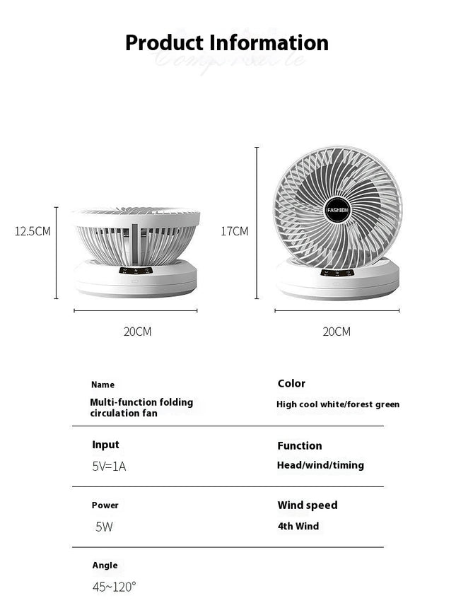 Personal Fan Small Desktop Globe Fan, USB Rechargeable Fan , Quiet Fan for Bedside Table Top and Desk