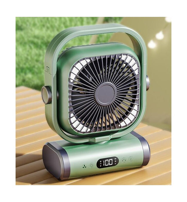 Camping Fan Rechargeable-Auto Oscillation Cordless Fan, Tent Fan with Remote/Light 5 Speeds