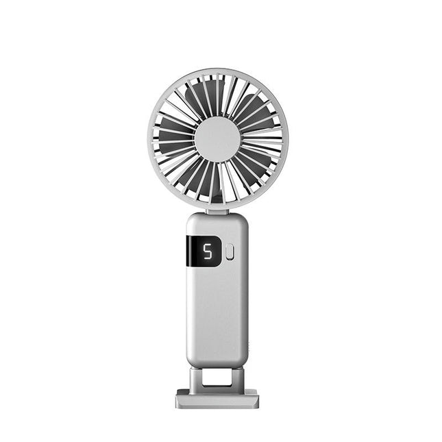 Handheld Portable Fan-Folding Screen Display USB Rechargeable Fan with Hook