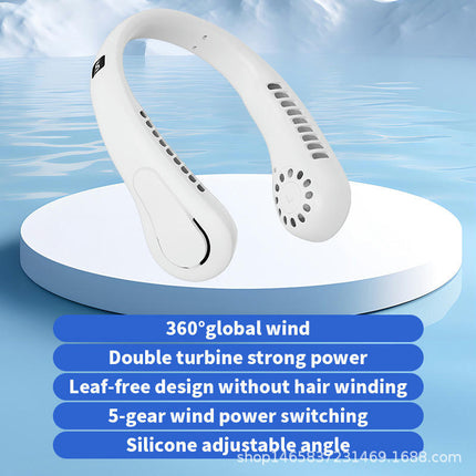 Portable Neck Fan-5-Speed 360 degrees Rotation, USB Rechargeable Bladeless for Outdoor Travel