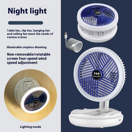 USB Clip Fan 4-speed Rechargeable Fan Office Multi -Function Wall -Mounted Folding Fan