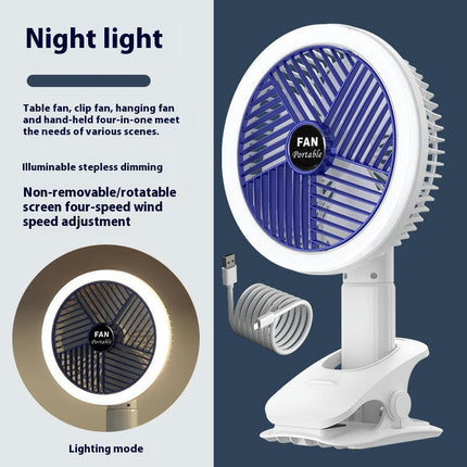 USB Clip Fan 4-speed Rechargeable Fan Office Multi -Function Wall -Mounted Folding Fan