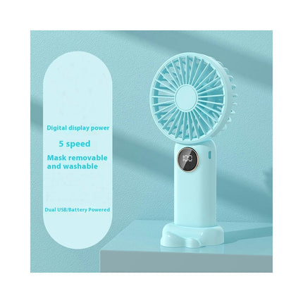 Portable Handheld Fan, Battery Operated Fan with Base,Digital Display 90 degrees Ajustable Mini Fan for Outdoor Indoor