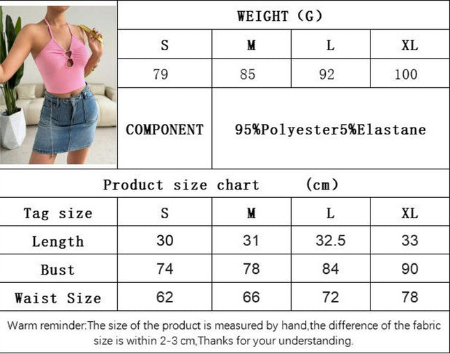 Women's Tie Backless Halter Top Sleeveless V Neck Crop Cami Tank