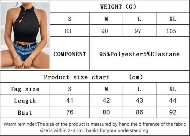 Women's Sleeveless Slim Fit Tank Tops Ribbed Knit Halter Neck Crop Tops