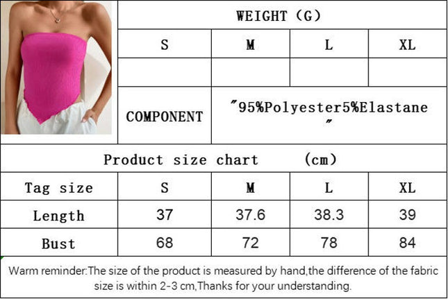 Women Sleeveless Crop Tube Top Sexy Strapless Slim Fit Summer Tank Top
