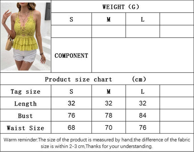 Women's Lace Tank Tops Spaghetti Strap Ruffle Hem Sleeveless Cami Tops