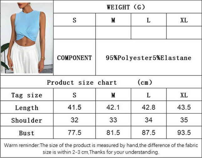 Women's Summer Tank Tops Sleeveless Cropped Twist Front Ribbed Knit Shirts