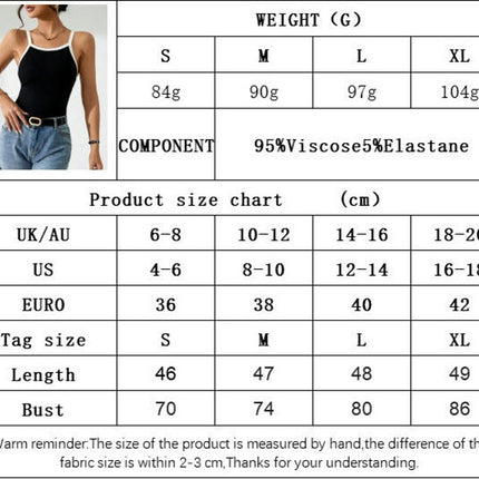 Womens Colorblock Crew Neck Casual Spaghetti Strap Ribbed Fitted Sleeveless Tank Top