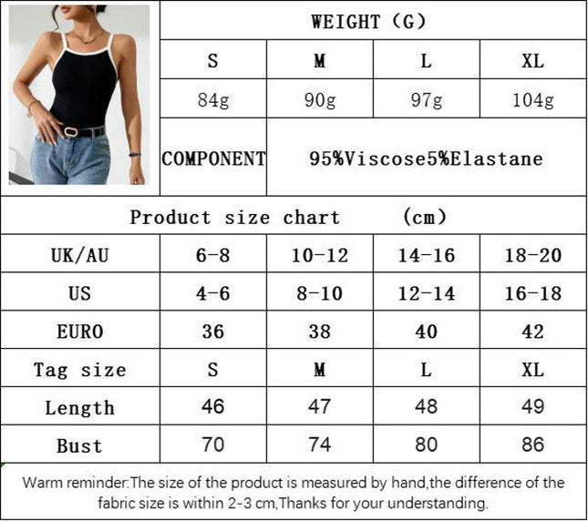 Womens Colorblock Crew Neck Casual Spaghetti Strap Ribbed Fitted Sleeveless Tank Top