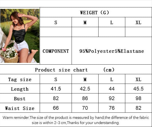 Women Satin Crop Tank Top Spaghetti Strap Camisole Sleeveless Summer Top