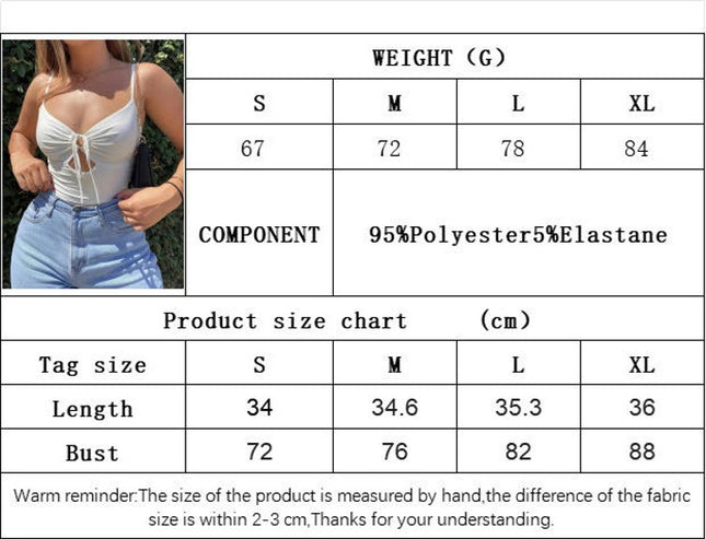 Women's Summer Tie Front Tank Top V Neck Cut Out Spaghetti Strap Crop Top