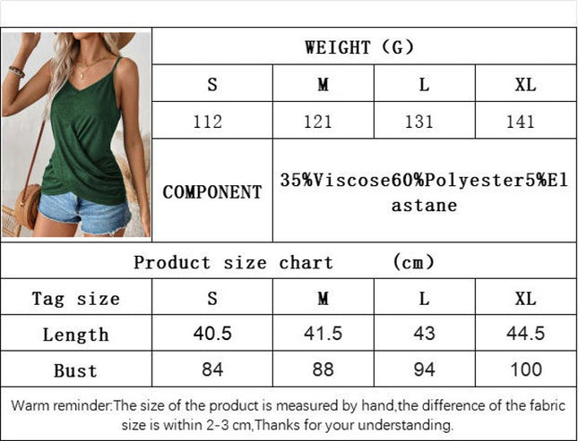 Womens Summer Sleeveless V Neck Twist Front Spaghetti Strap Tank Tops
