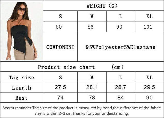 Women's Drawstring Ruched Side Asymmetrical Hem Tube Top Strapless Crop Top
