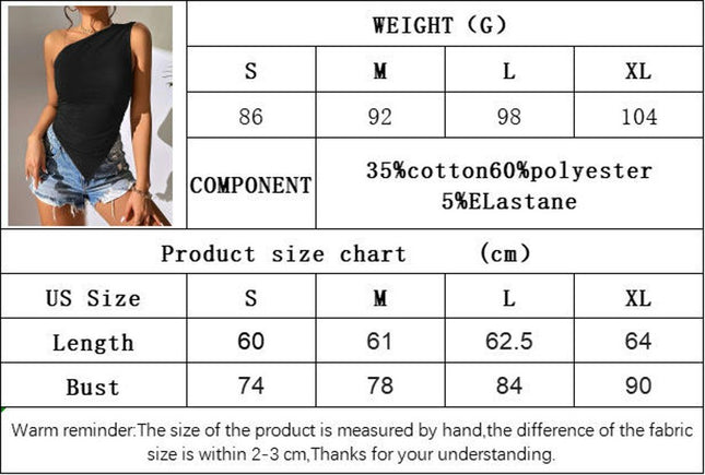 Women's Sexy Ruched Asymmetrical Hem Tops One Shoulder Sleeveless Tank Top