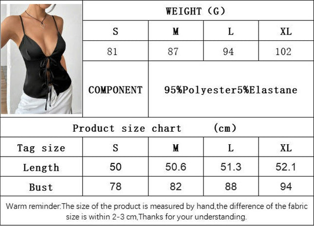Women Sexy V Neck Crop Tops Slit Front Tie Sleeveless Spaghetti Strap Slim Fit Tank Tops