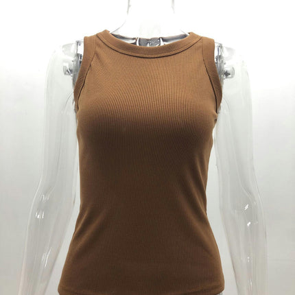 Women Tank Tops Summer Sleeveless Basic Cami Top Slim Round Neck Blouses