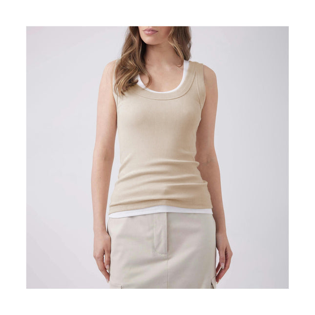 Women Basic Ribbed Knit Sleeveless Casual Scoop Neck Slim Fit Tank Top