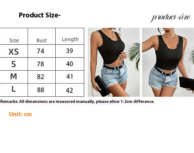 Women Summer U Neck Crop Tank Tops Ribbed Cami Sleeveless Top
