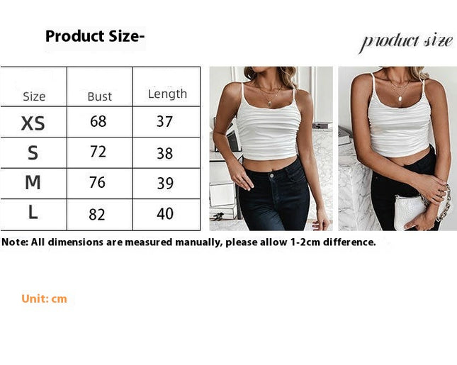 Women Ruched Square Neck Tank Tops Sleeveless Spaghetti Strap Slim Fit Crop Top