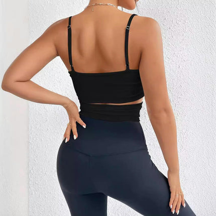 Womens Scoop Neck Cami Top Sleeveless Backless Spaghetti Strap Cut Out Tank Top