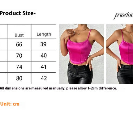 Women Sexy Satin Crop Corset Scoop Neck Sleeveless Bustier Slim Fit Crop Tank Top