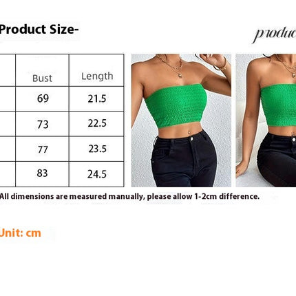 Women's Casual Ruched Strapless Crop Tube Top Top Summer Skinny Bandeau