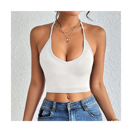 Women's Crop Cami Tank Tops Criss Cross Back V Neck Spaghetti Strap Camisole