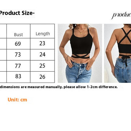 Women's Criss Cross Back Spaghetti Strap Tank Tops Sleeveless Tie Crop Top Camisole