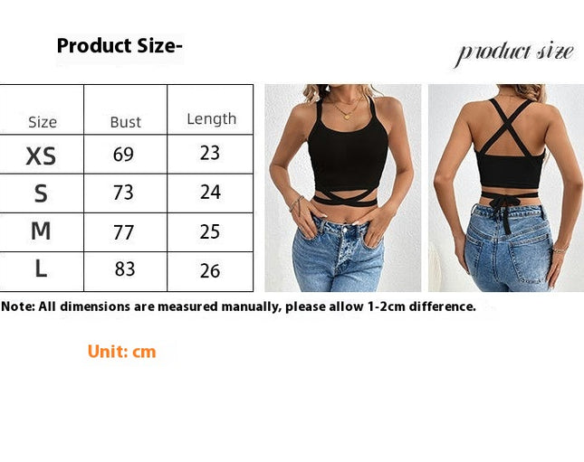 Women's Criss Cross Back Spaghetti Strap Tank Tops Sleeveless Tie Crop Top Camisole