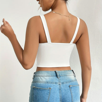 Women's Sexy Scoop Neck Sleeveless Cami Tank Backless Slim Fit Crop Tops