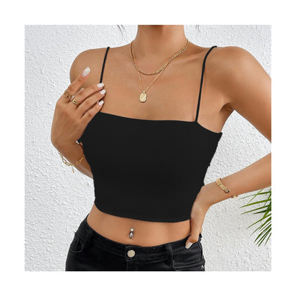 Women's Sexy Spaghetti Strap Basic Cami Tops Square Neck Crop Tank Tops