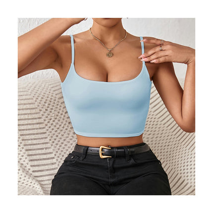 Women's Crop Cami Top Summer Sexy Slim Sleeveless Backless Spaghetti Strap Tank Top