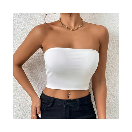 Womens Tube Tops Strapless Crop Tops Backless Sleeveless Bandeau Summer Tops