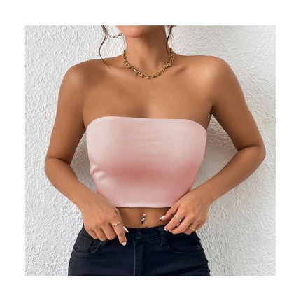 Womens Tube Tops Strapless Crop Tops Backless Sleeveless Bandeau Summer Tops