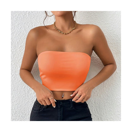 Womens Tube Tops Strapless Crop Tops Backless Sleeveless Bandeau Summer Tops
