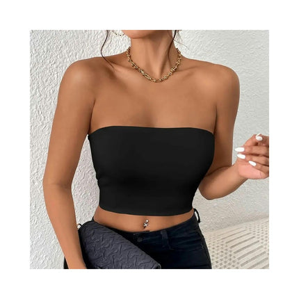 Womens Tube Tops Strapless Crop Tops Backless Sleeveless Bandeau Summer Tops