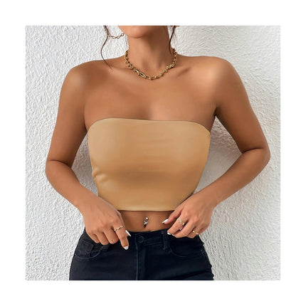 Womens Tube Tops Strapless Crop Tops Backless Sleeveless Bandeau Summer Tops